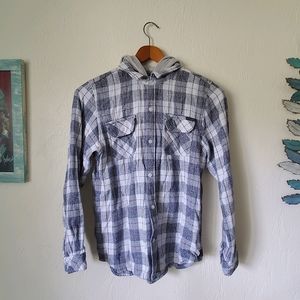 Quicksilver White Hooded Flannel